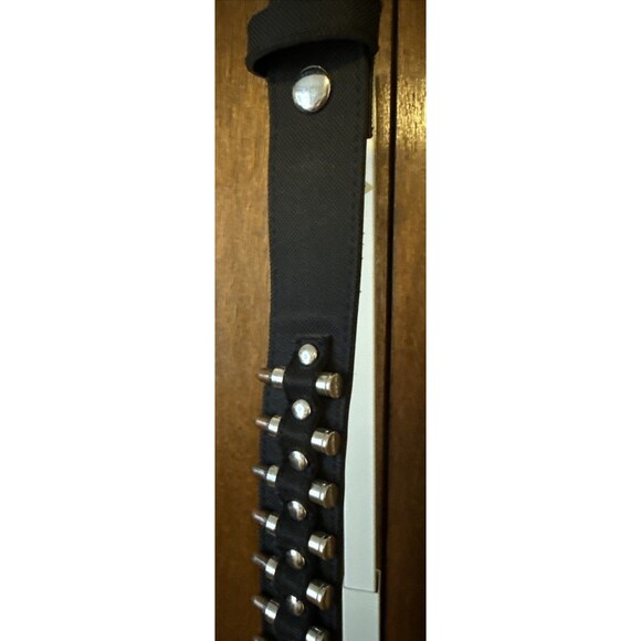 Y2K Studded Bullet Black Silver Belt - Punk Rock Grunge Emo Goth Unisex 36-40 - Picture 2 of 5
